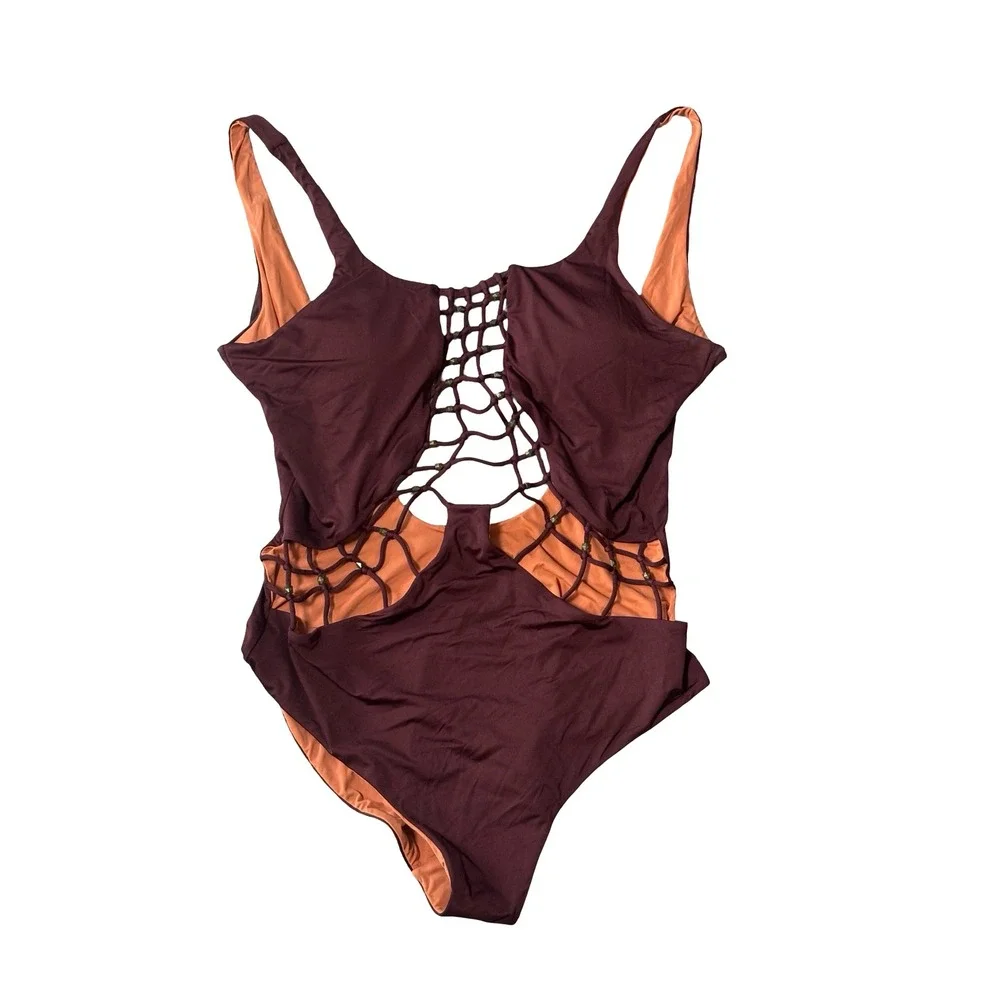 Dolce Vita Rust Cutout One-Piece‎ Swimsuit Large